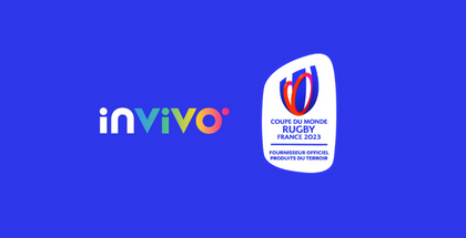 Logo d'InVivo et du logo de la coupe de monde de Rudby 2023 en France