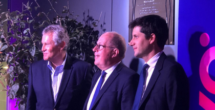 Inaurguration de la rénovation du siège d'InVivo avec le ministre de l’Agriculture et de l’Alimentation Julien Denormandie en compagnie de Philippe Mangin et de Thierry Blandinières.